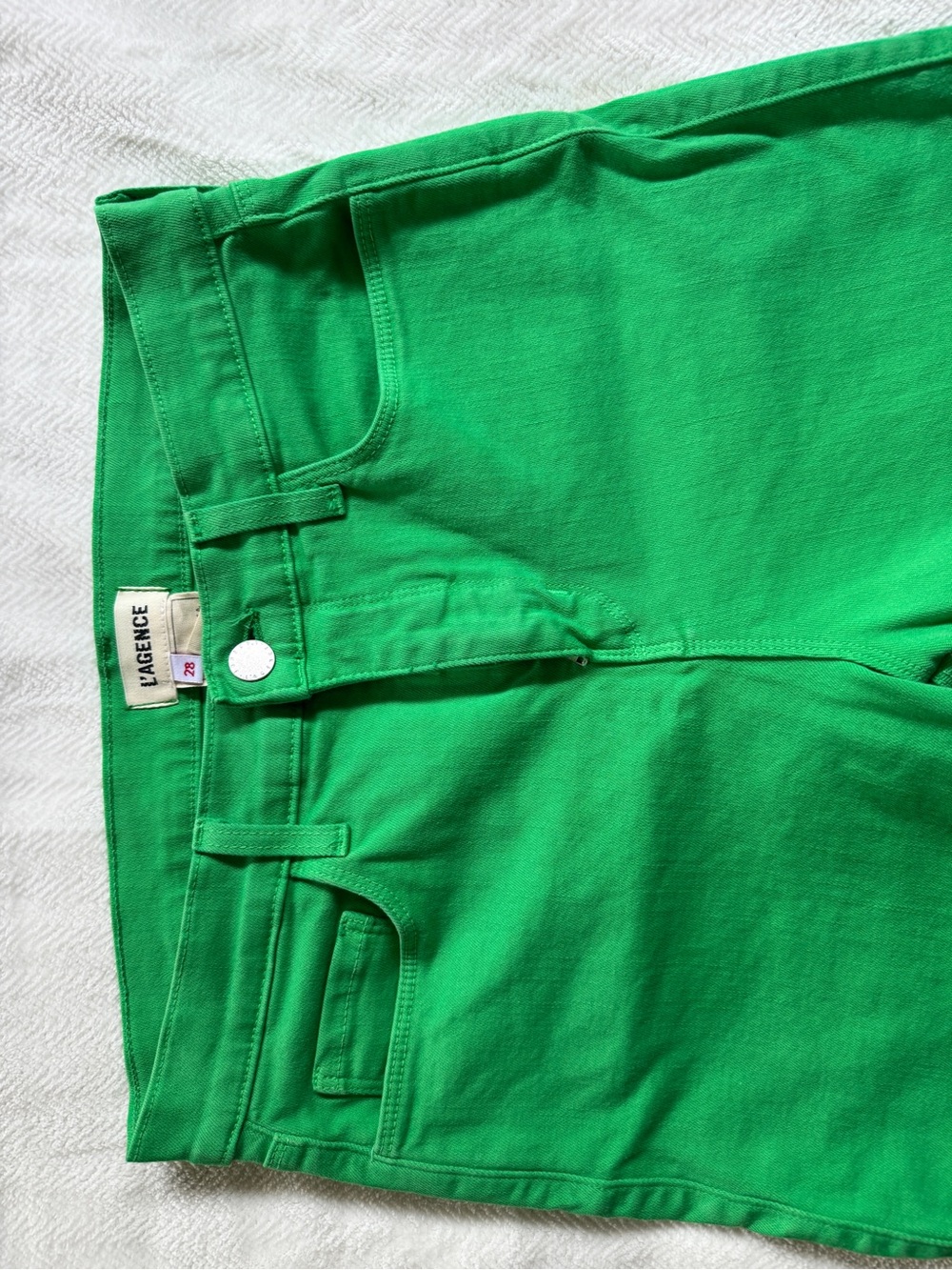 L'AGENCE Alexia High-Rise Straight Leg Jeans in Grass Green Size 28 - Picture 7 of 7
